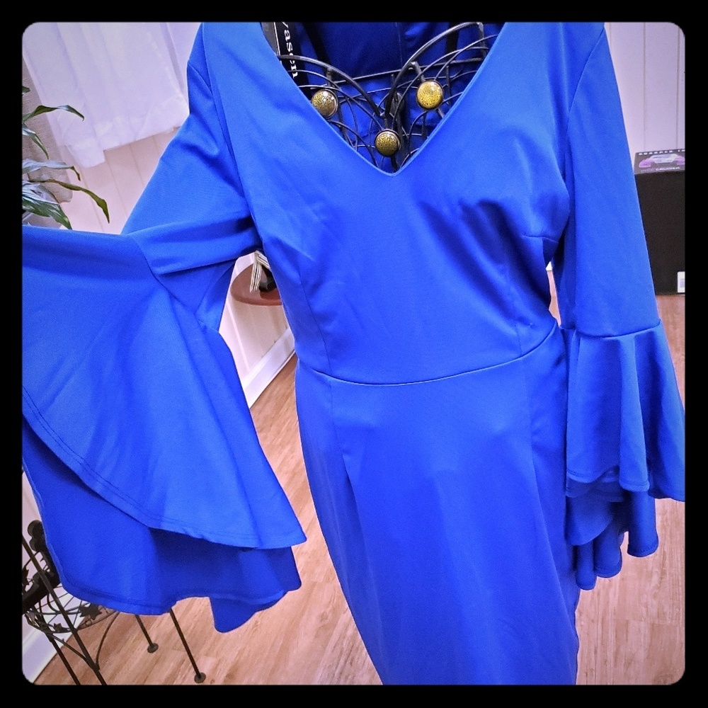 Royal Blue bell sleeves